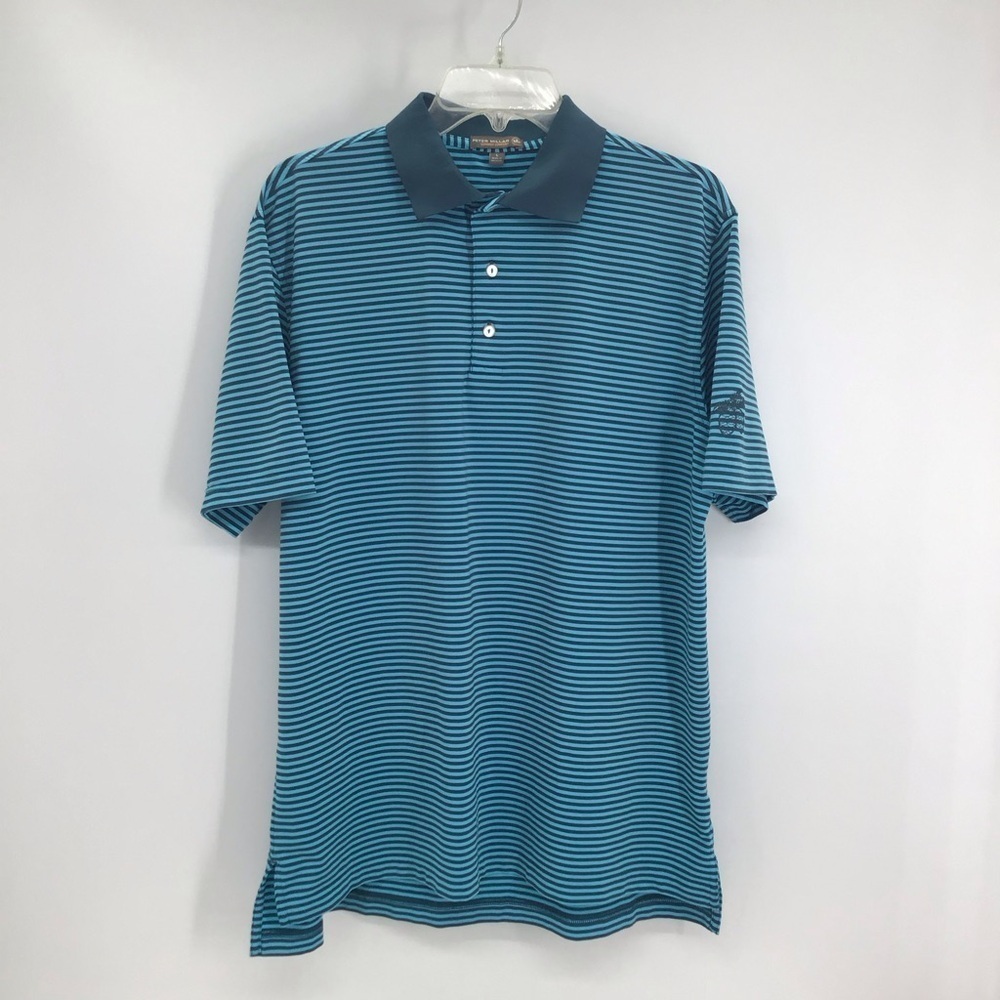 Peter Millar Men’s Dunnes Performance Jersey Polo Shirt Golf Casual Teal Size L